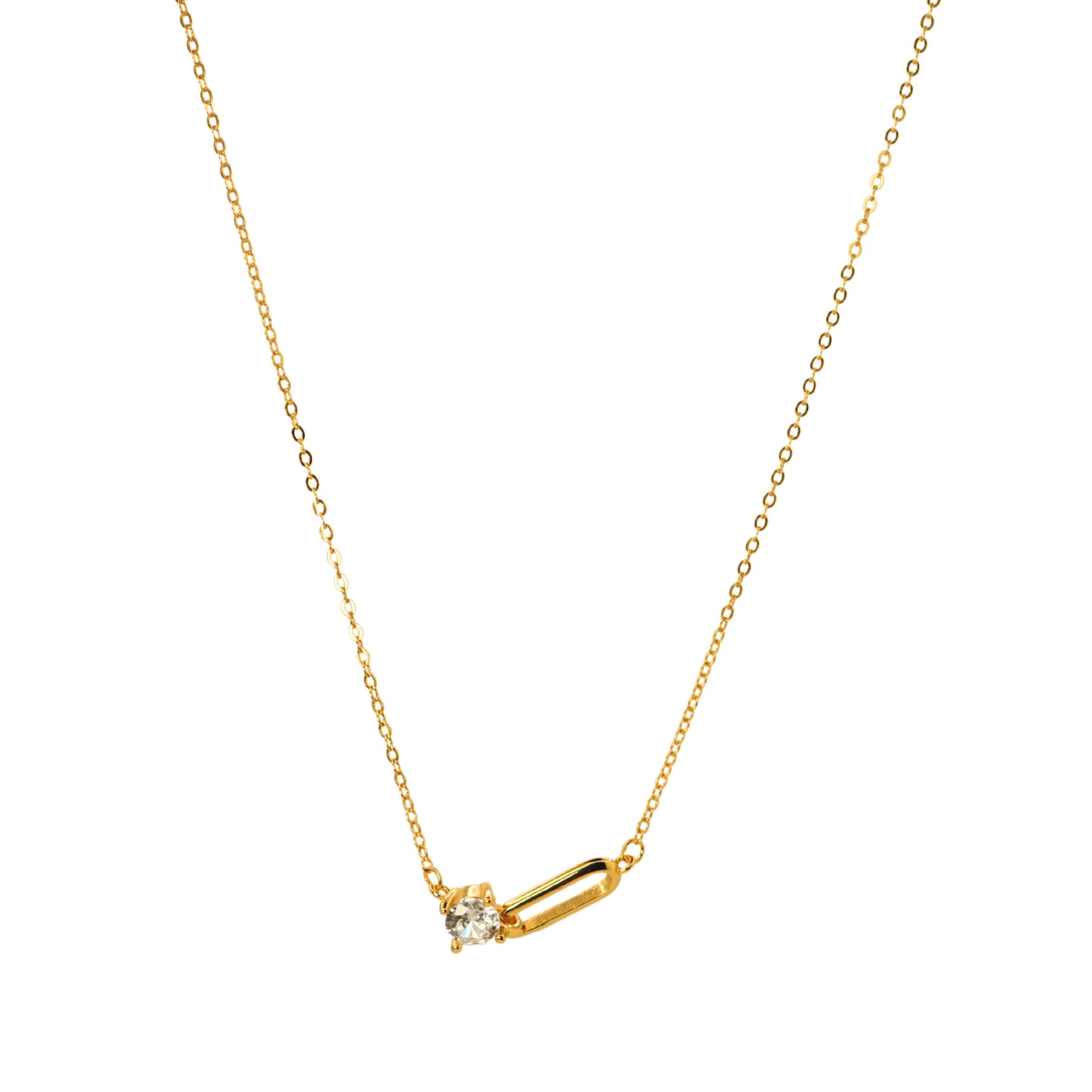 Collar dorado con piedra brillante y broche moderno, joya llamativa y sofisticada – Oasis Blanco